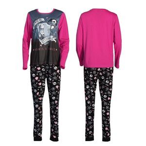 Nightmare Before Christmas Womens/Ladies Jack and Sally Long Pyjama Set / Black/